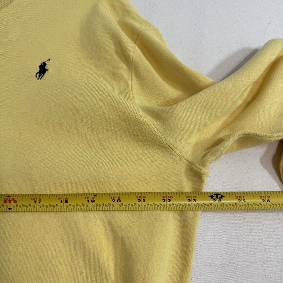 Polo Ralph Lauren Men's Sweater Yellow Pima Cotton V-Neck Logo Pullover X Large - Picture 5 of 7